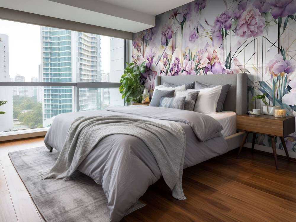 Immenses iris aquarelle violets