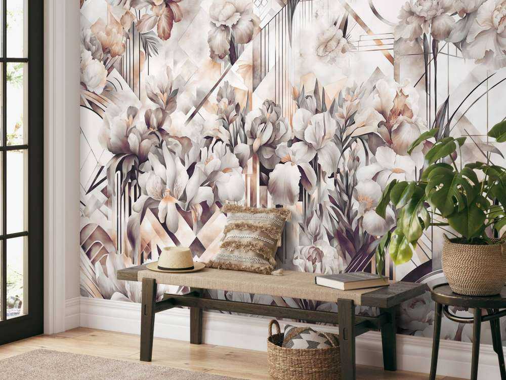 Immenses iris aquarelle sépia