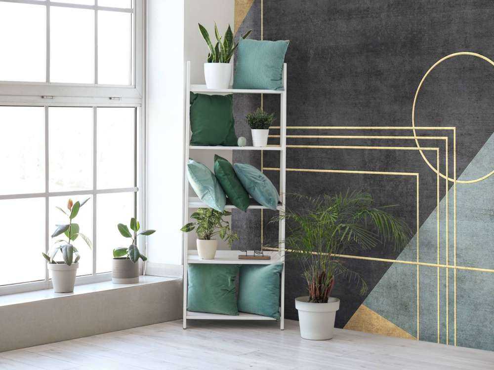 Lignes dorées en vert de mer