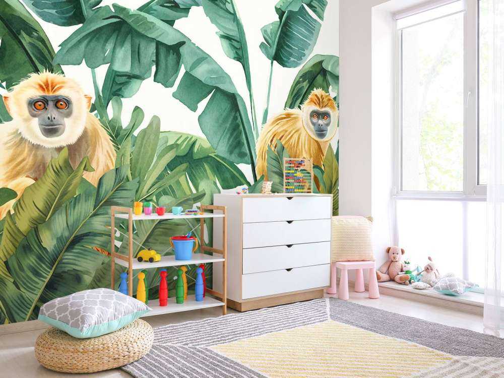 Aventures de singes dans la jungle tropicale.