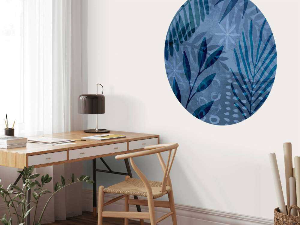 Mélange de collages de feuilles de palmier bleues