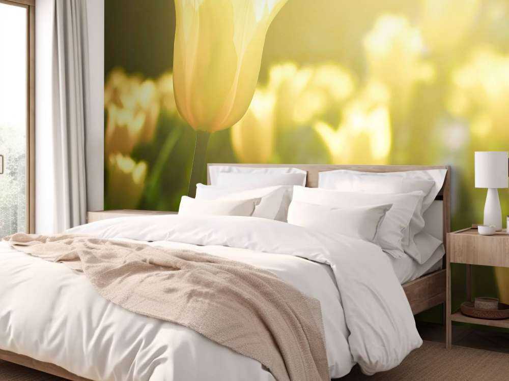 Gros plan sur la tulipe jaune