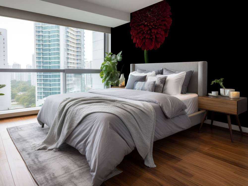 Fleur rouge sur la tige