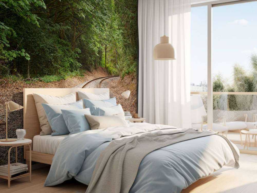 Ligne de chemin de fer à travers la forêt