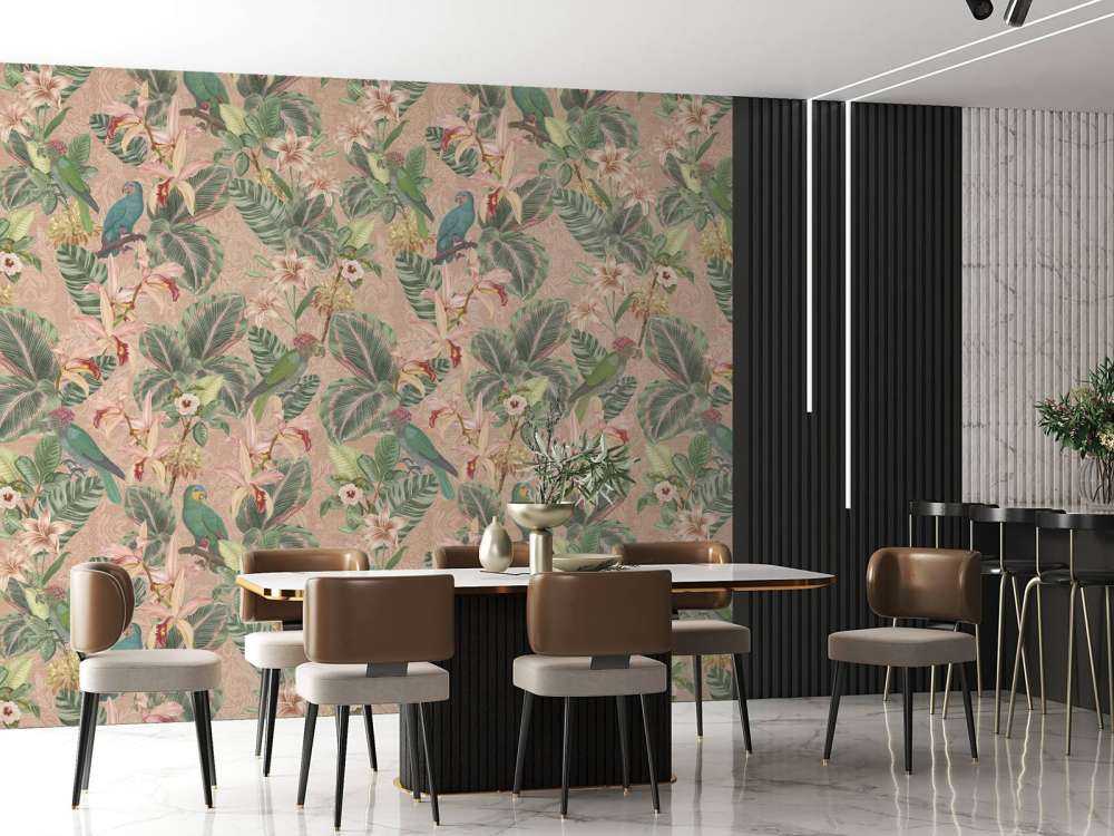 Oiseaux et perroquets de la jungle tropicale - terracotta