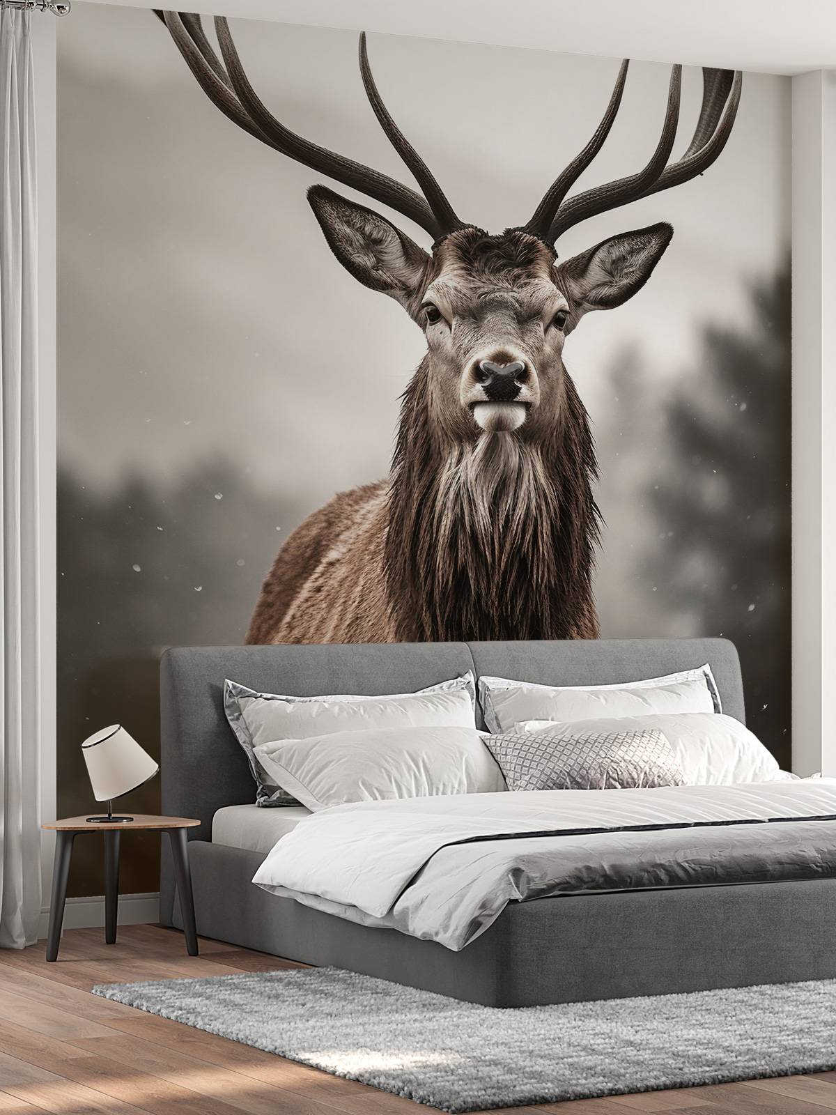 Papier Peint sur mesure nature et cerfs - Papier peint foret