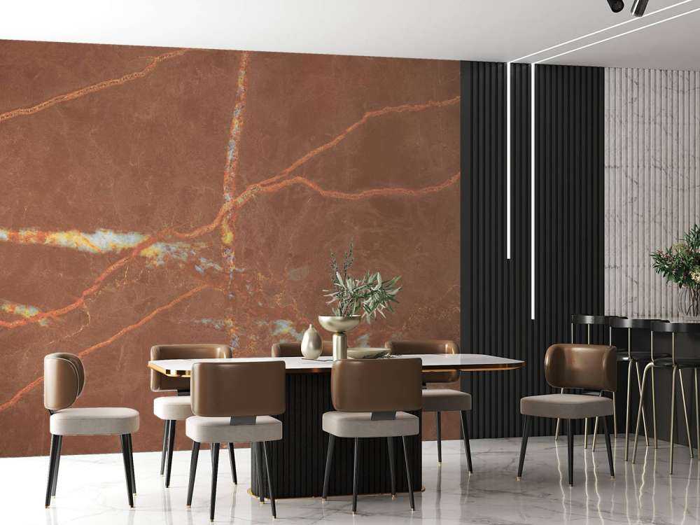 Marbre terracotta avec des lignes