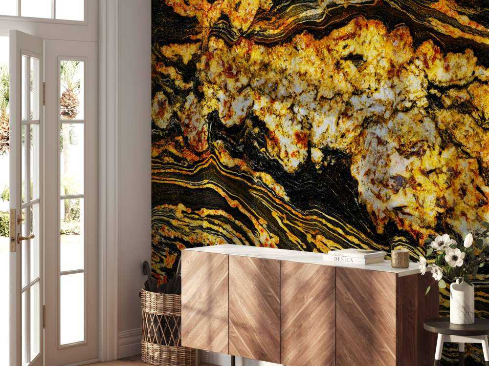 Marbre noir de couleur or