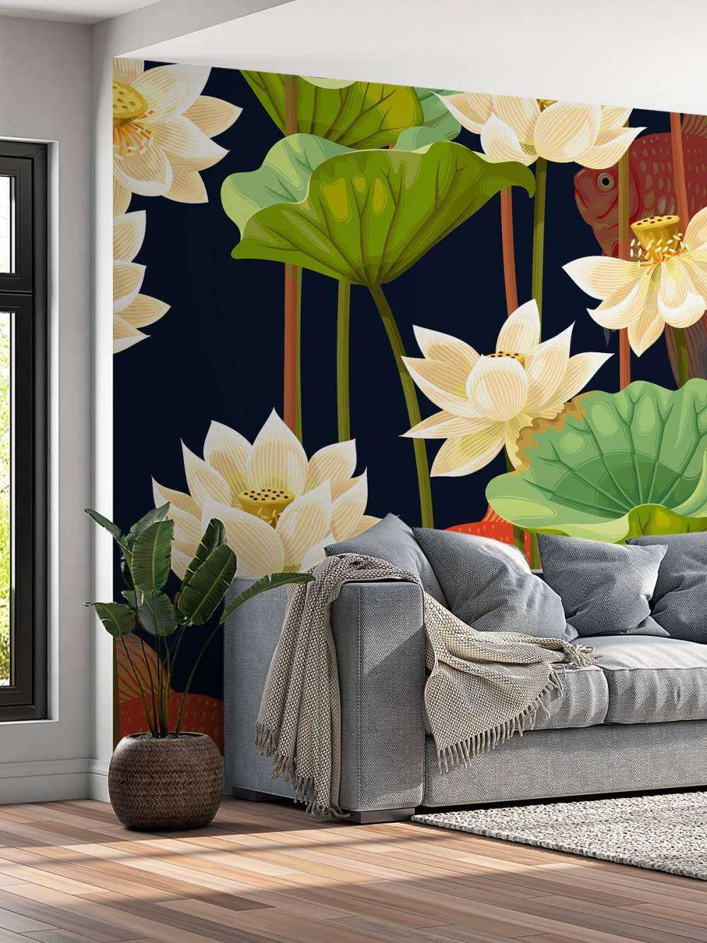 Lotus et poissons