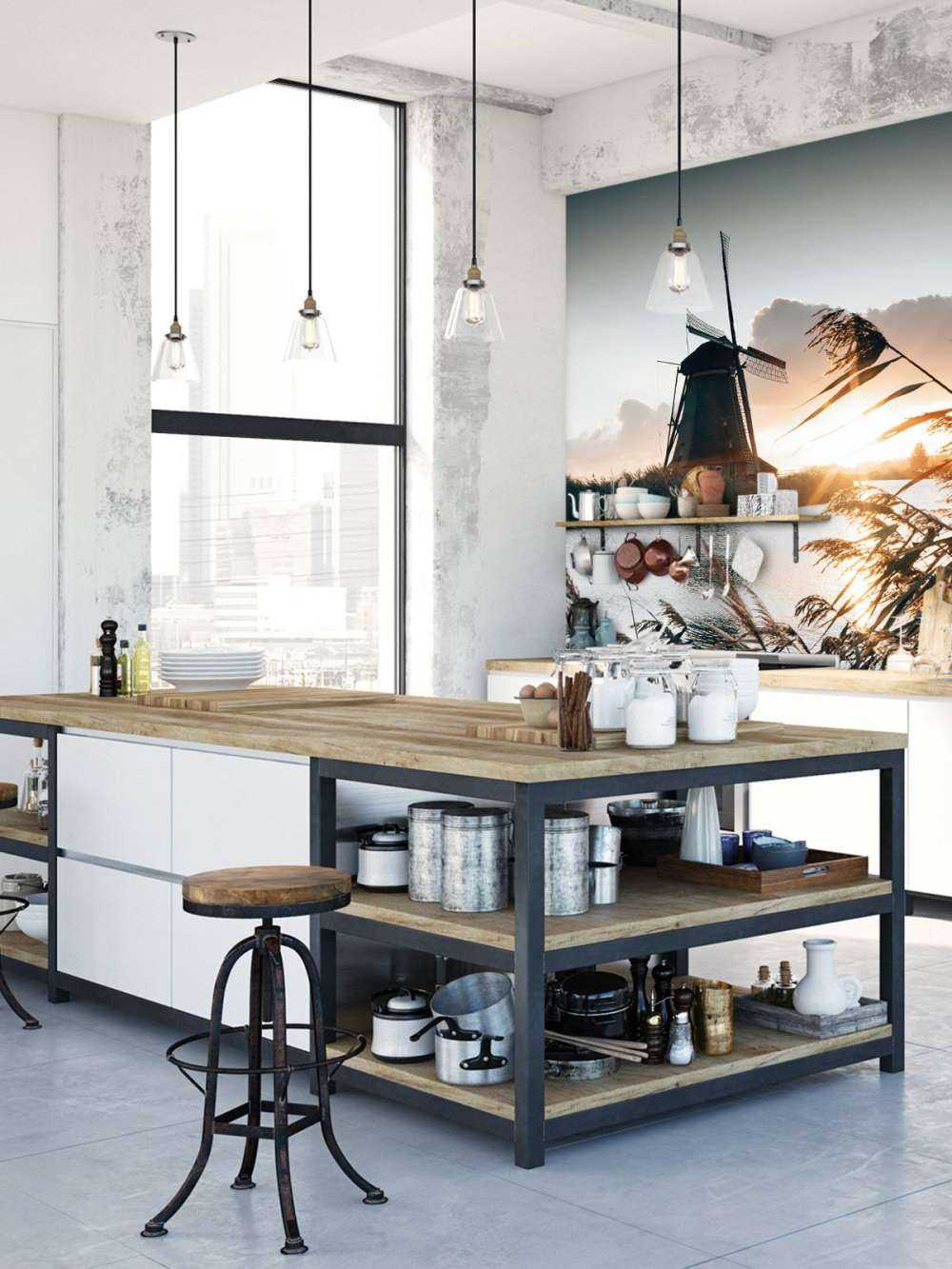 Moulin à vent au lever du soleil