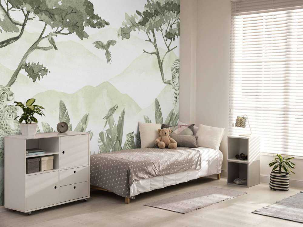 Félins de la jungle en vert d'eau