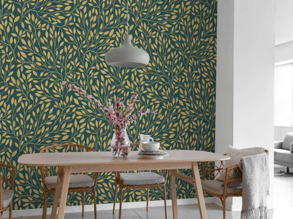 Motif floral de luxe or jaune