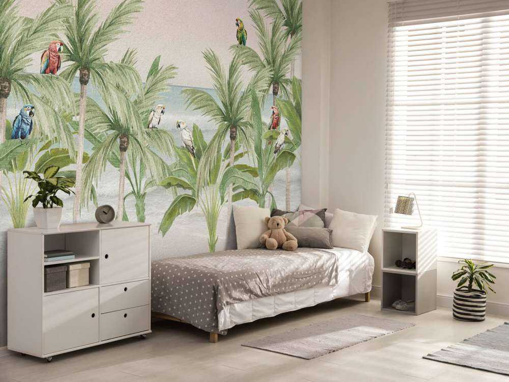 Perroquets sur la plage en couleur