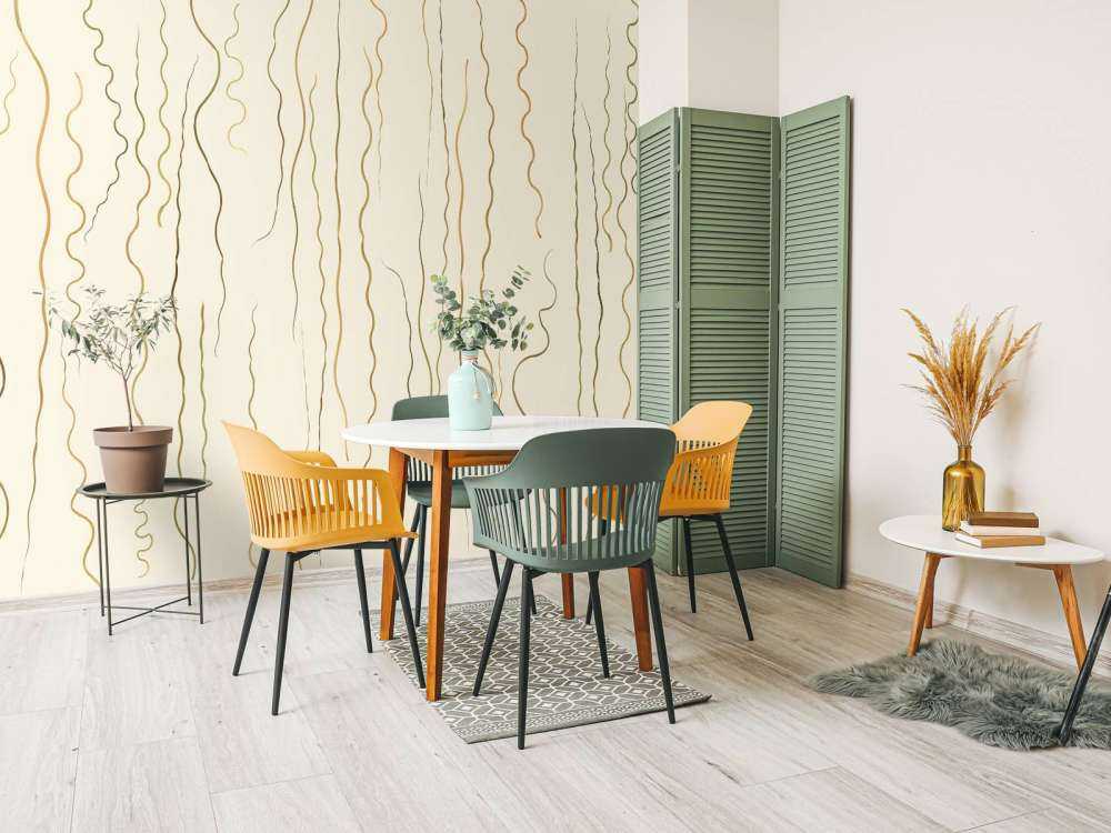 Lignes organiques herbe beige