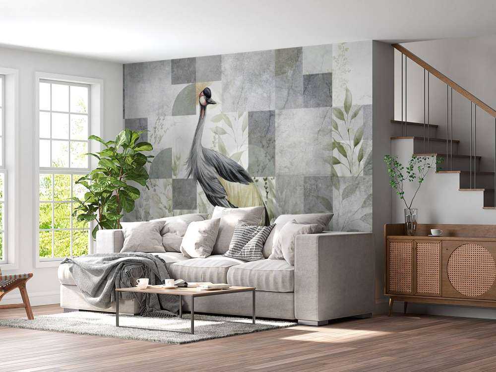 Grue parmi les feuilles