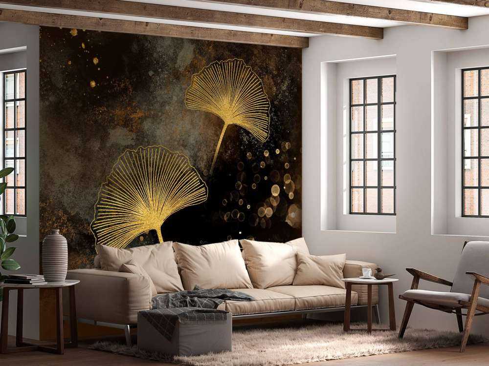 Glamour golden ginkgo leaves