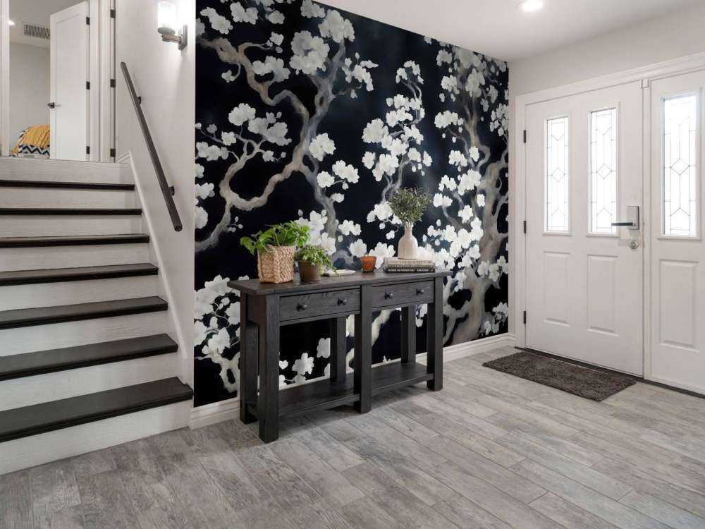 Forêt en fleurs merveilleuse - noire