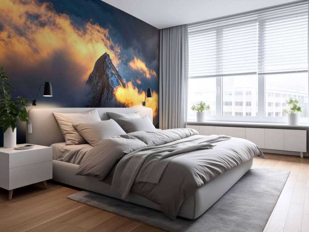 Sommet de montagne dans une mer de nuages ardents