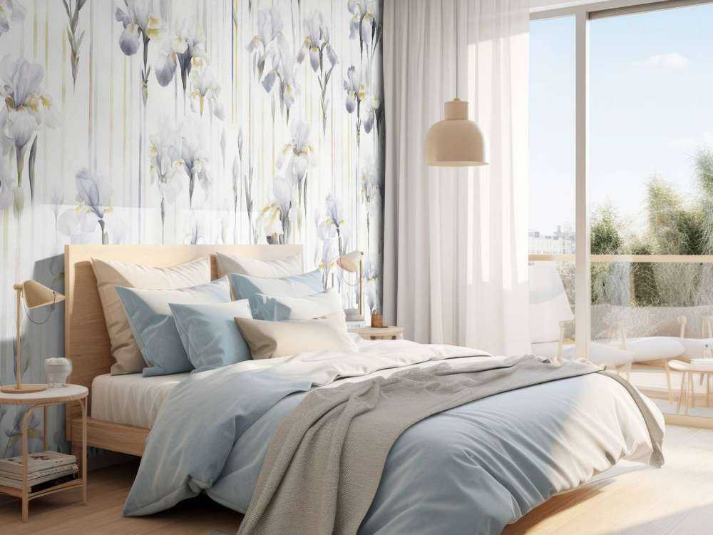 Iris et Rayures Gris Sans Couture