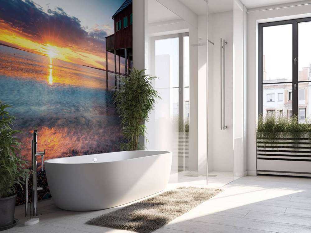 Coucher de soleil au calme maison de quai