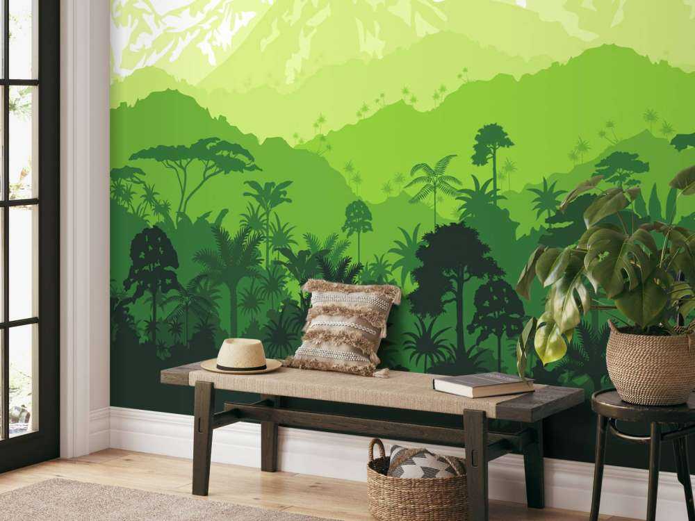 Arbres de la jungle et hautes montagnes