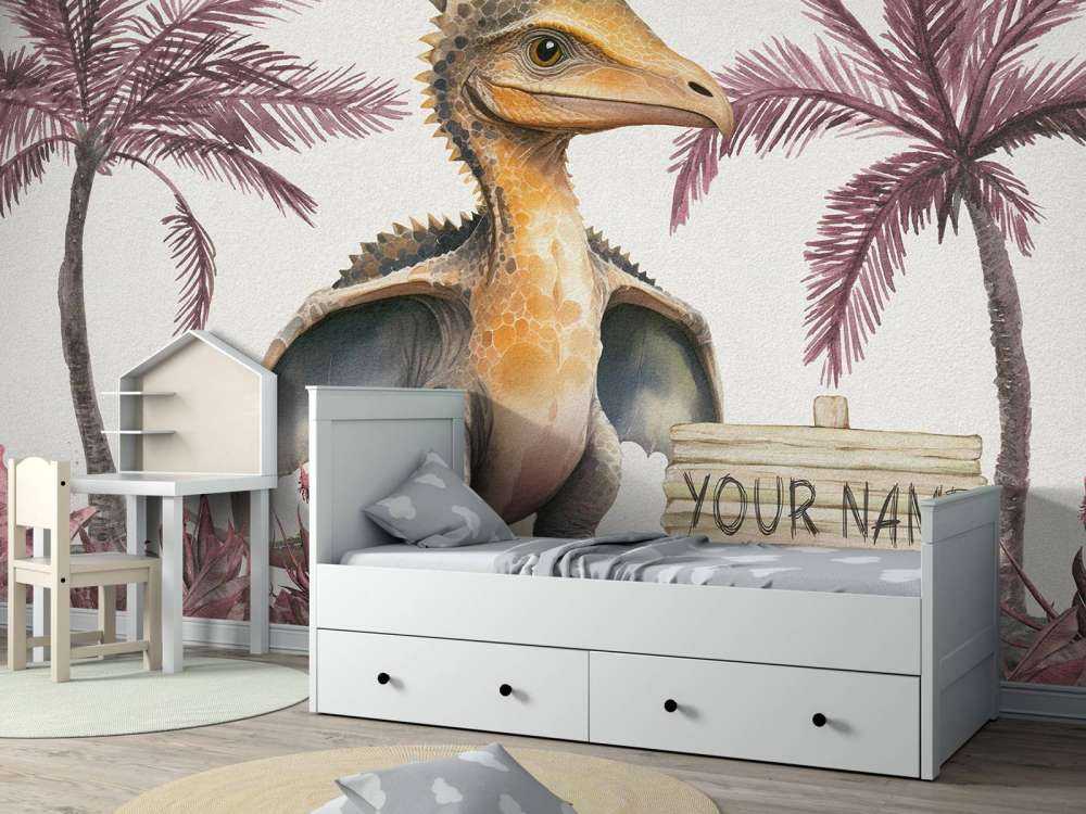 Bébé ptéranodon dans la jungle rose