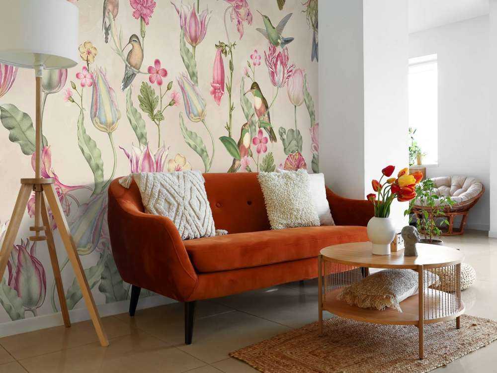 Symphonie des Colibris de Printemps - Élégance Crème Rosée