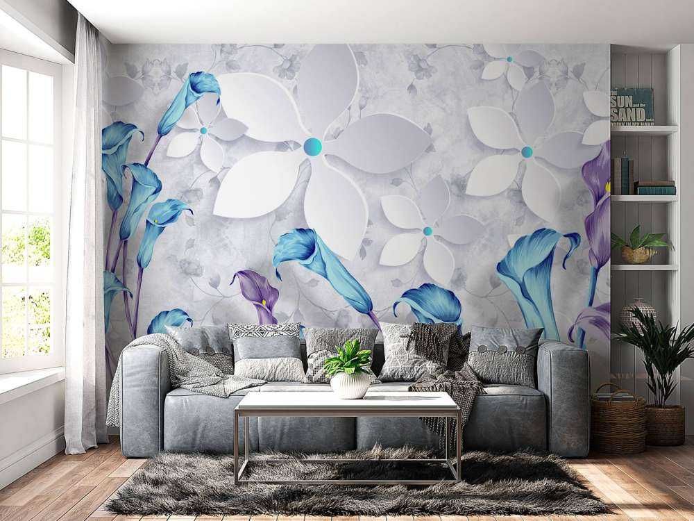 Fleurs bleues et blanches