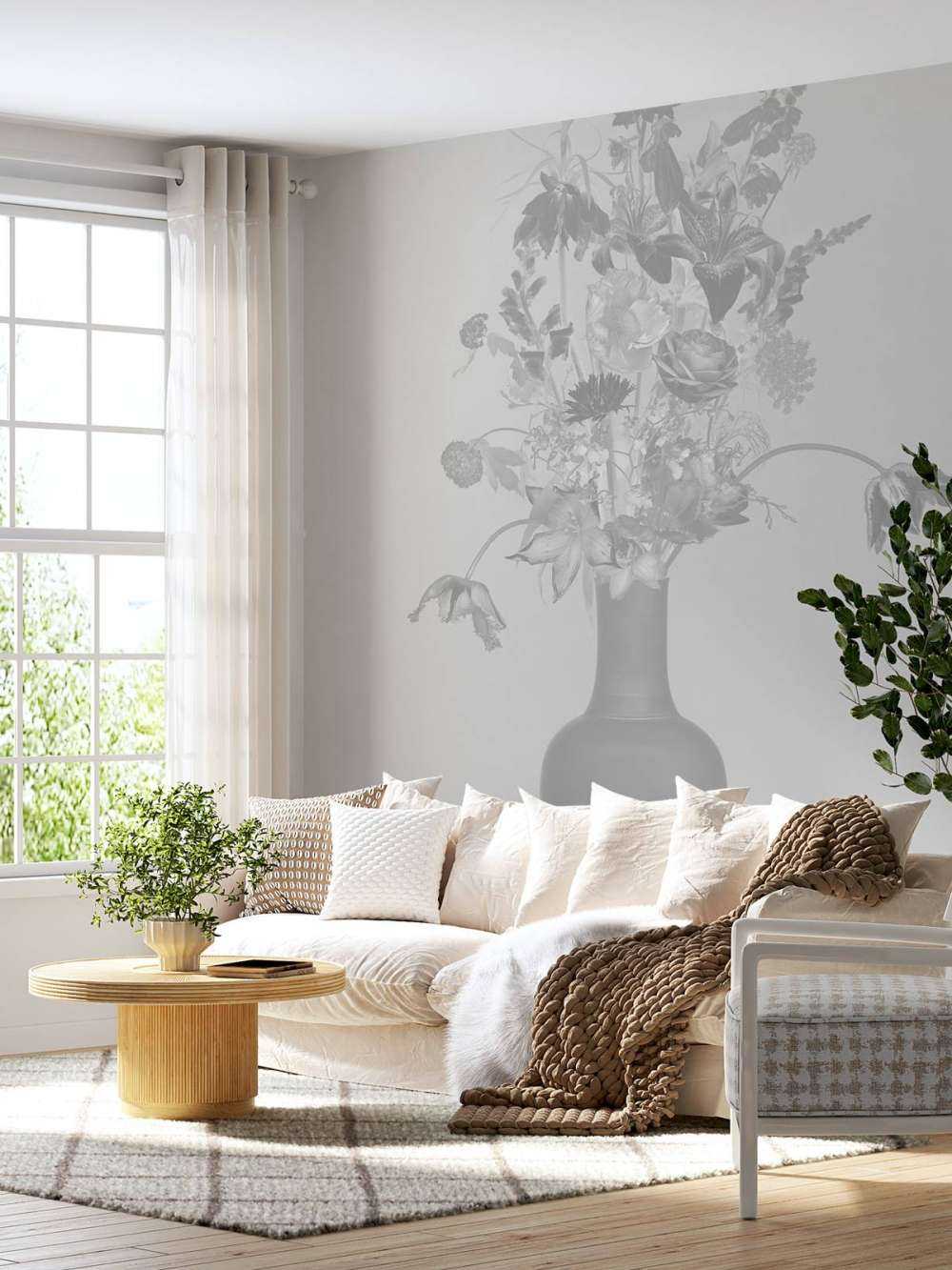 Généreux bouquet de fleurs noir et blanc