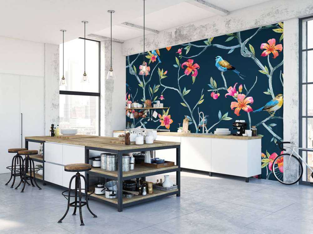 Fleurs et oiseaux tropicaux