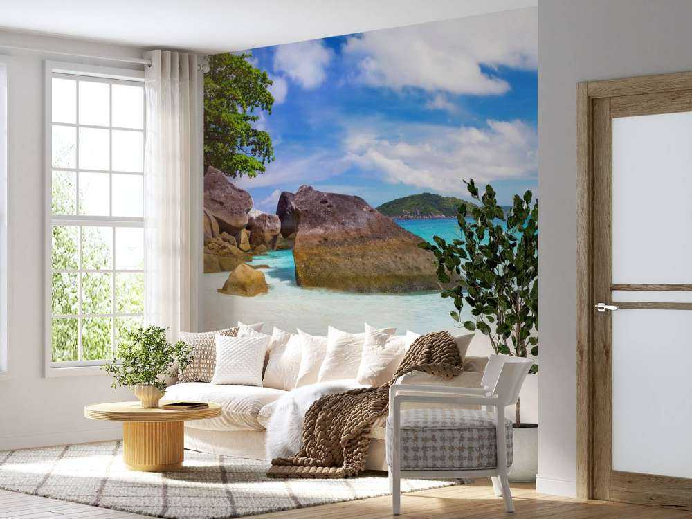 Photo panoramique d'une plage tropicale