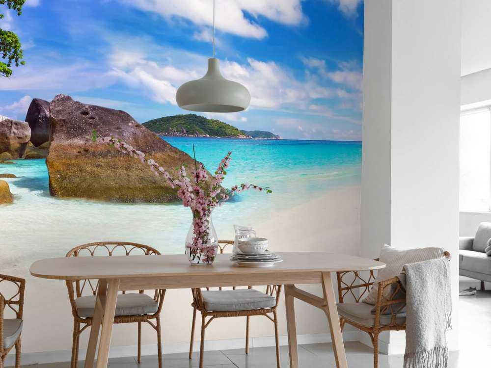 Photo panoramique d'une plage tropicale