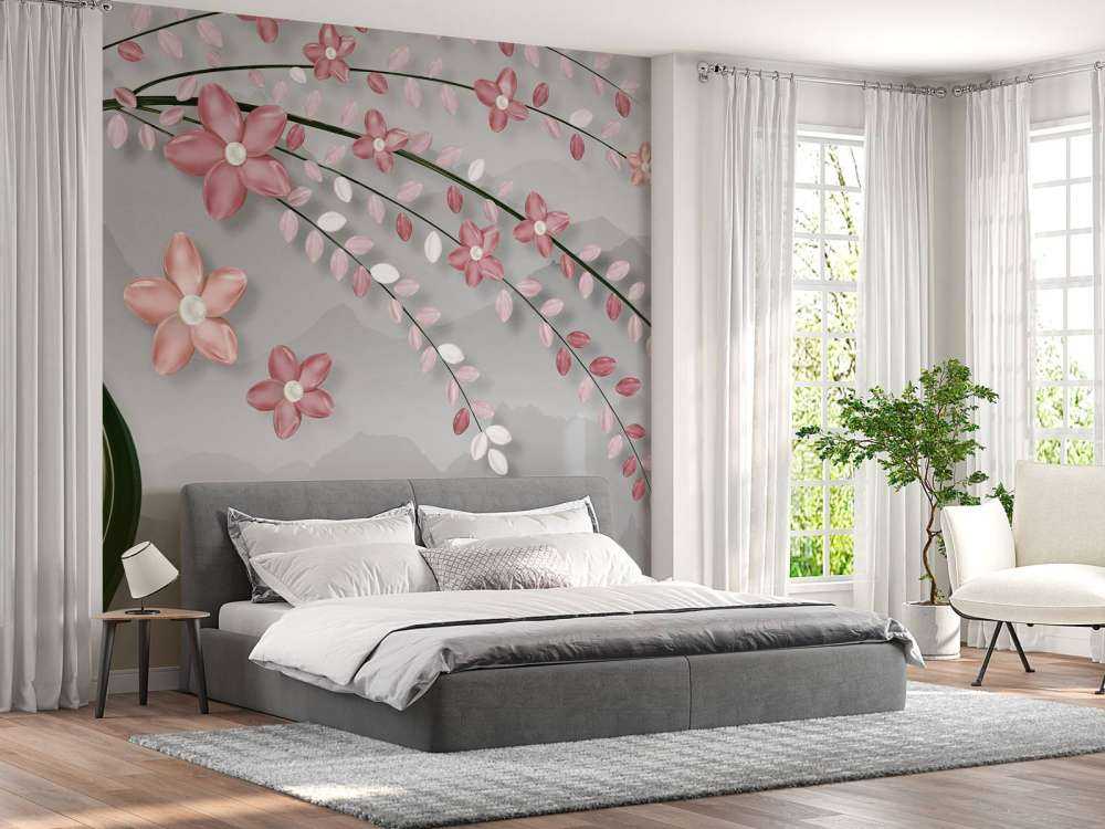 Arbre 3D avec des fleurs roses