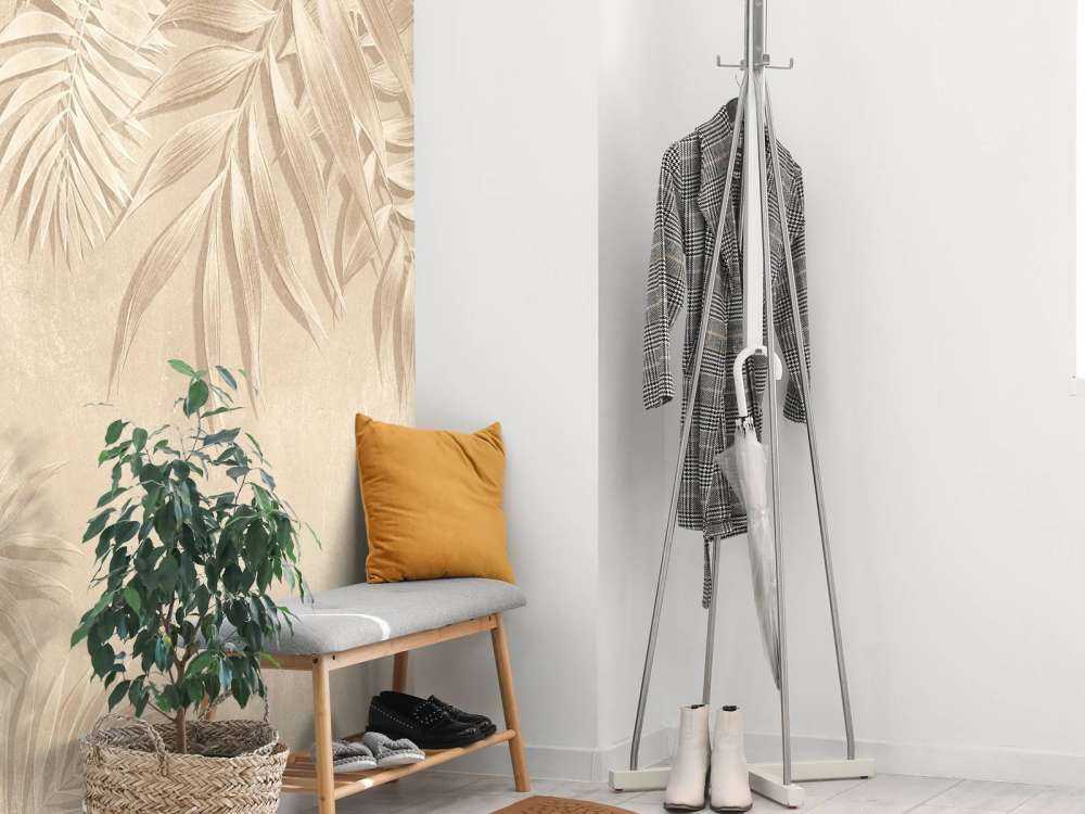 Feuilles de palmier texturées, beige