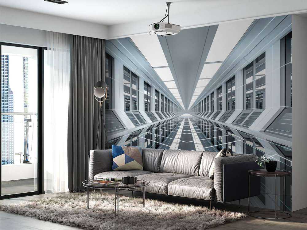 Couloir 3D dans un bureau