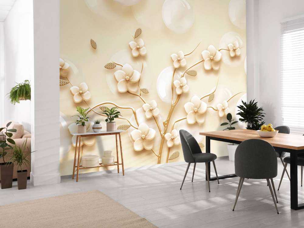 Branche dorée avec des fleurs