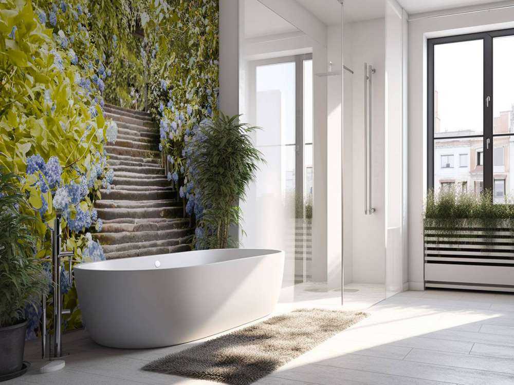 Fleurs bleues dans un parc