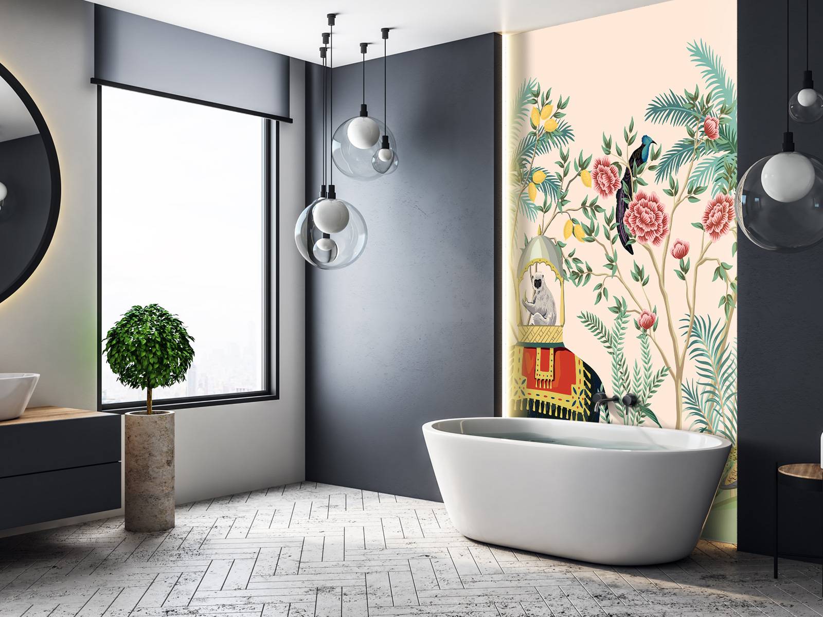 Papier Peint Intissé Tadessi M1-No.1700 – Motif Oriental Rose Vert – 53 Cm X 10,05 M