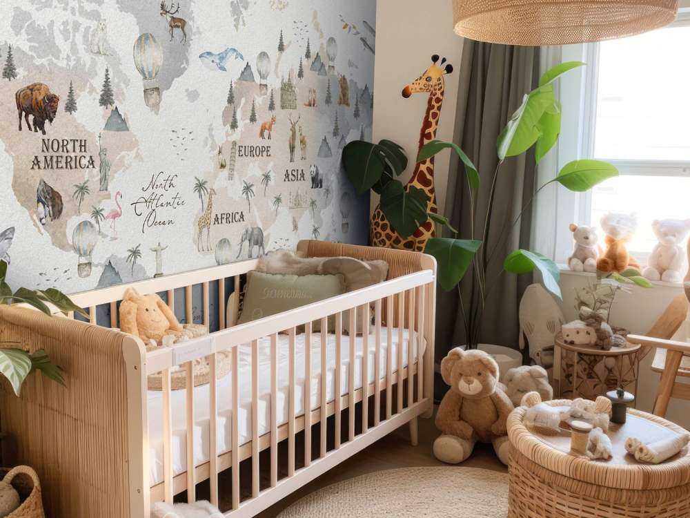 Carte du monde avec différents animaux