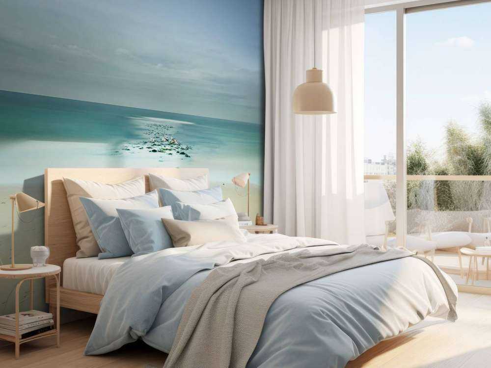 Mer calme avec mouettes