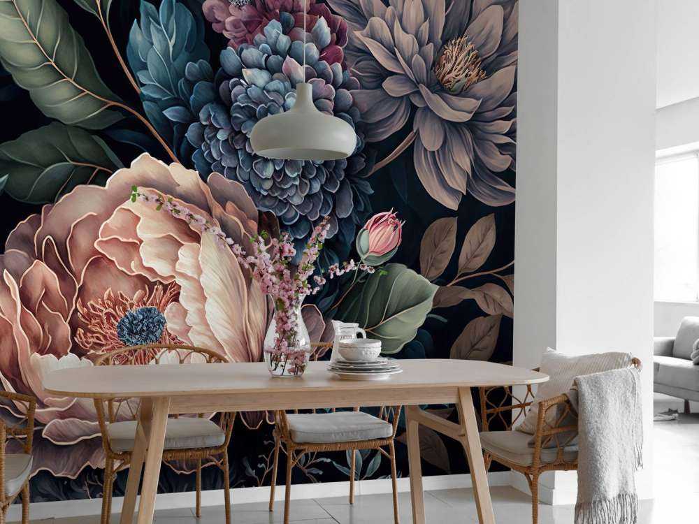 grandes fleurs baroques sombres