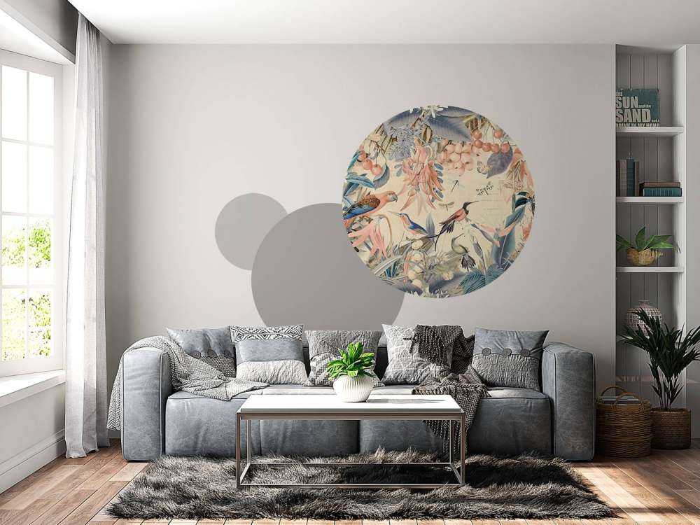 Perroquets tropicaux, jardin jungle pastel