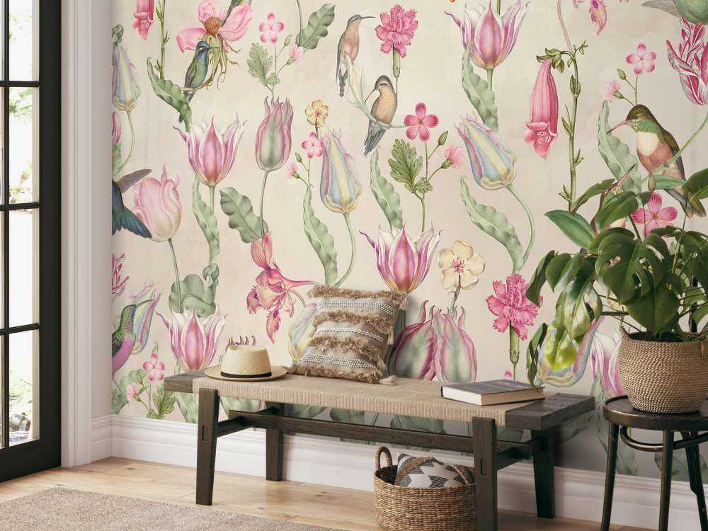 Symphonie des Colibris de Printemps - Élégance Crème Rosée