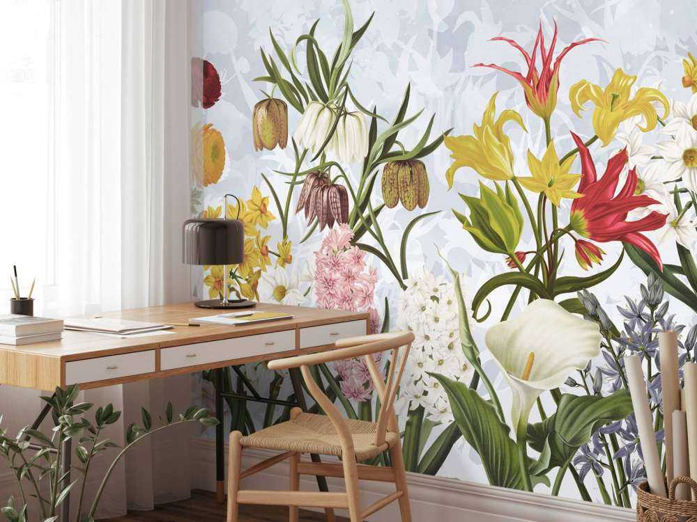 Fleurs de printemps - Ciel bleu nuageux