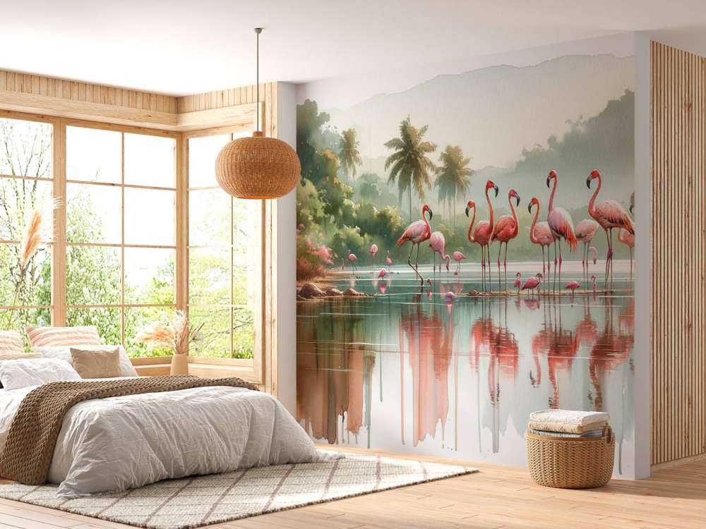 Réflexions matinales des flamants roses