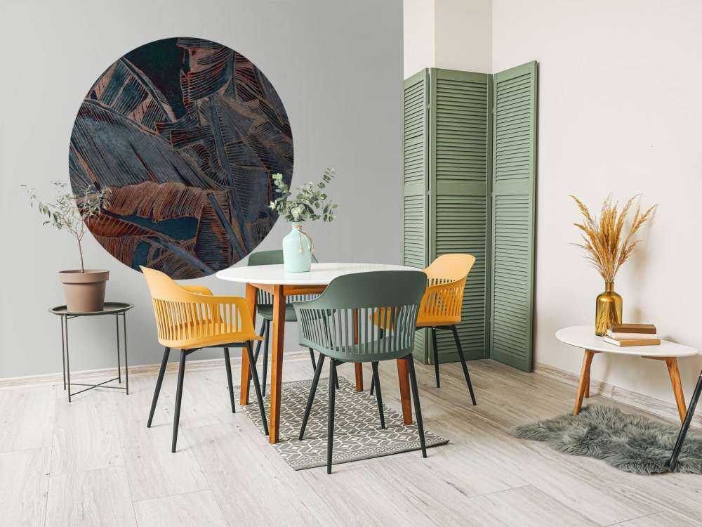 Feuille de bananier en bleu cuivre contraste