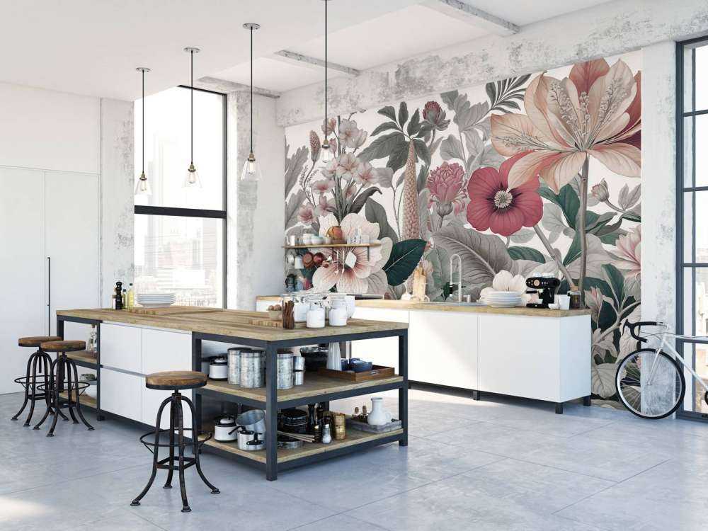 Fleurs artistiques dans des tons terreux doux