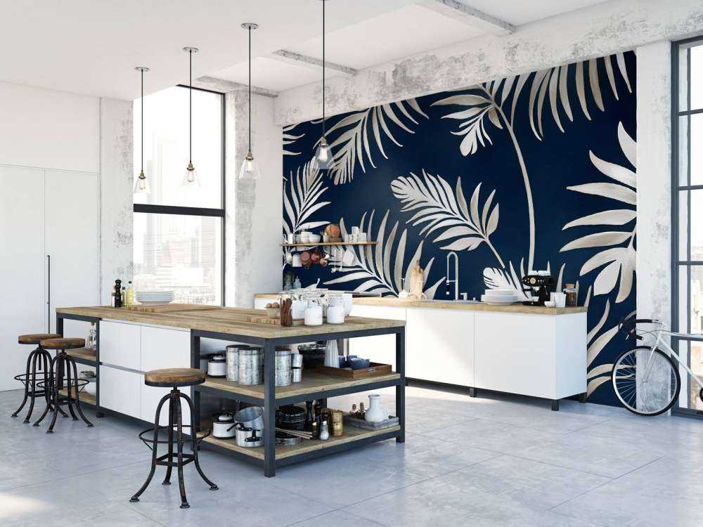 Feuilles dorées sur un vert olive foncé