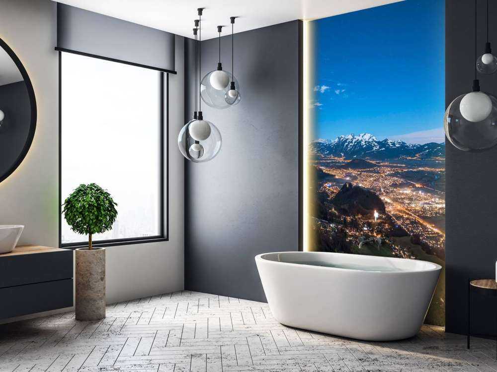 Vision nocturne sur la ville de la vallée alpine