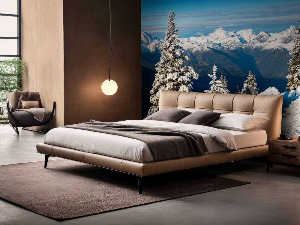 Pins enneigés avec vue sur la montagne